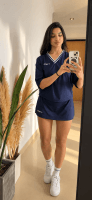 Preventa Remera oversize cuello tejido Navy